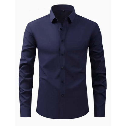 Herren Hemd Langarm Modernes Design Schwarzes Slimfit