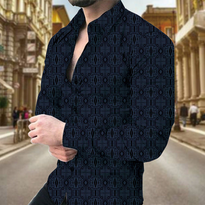 Herren Hemd Langarm Blattmuster Modern Trendy