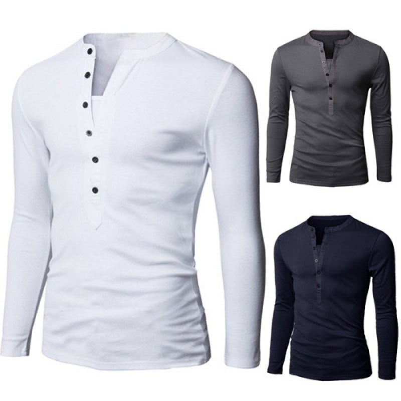 Herren Hemd Langarm Stehkragen Modern Knopfdesign - BerlinGlamour