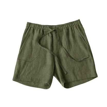 Herren Leinen Shorts Bequem Elastisch Sommer
