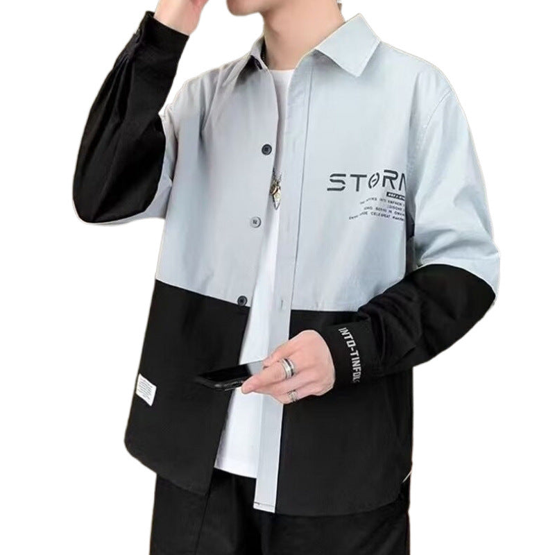 Herren Hemdjacke Modern Farbblock Design Slim Fit