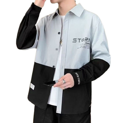 Herren Hemdjacke Modern Farbblock Design Slim Fit