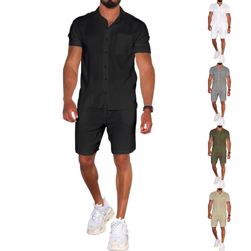 Herren Freizeit-Set Kurzarm Hemd Shorts Modern