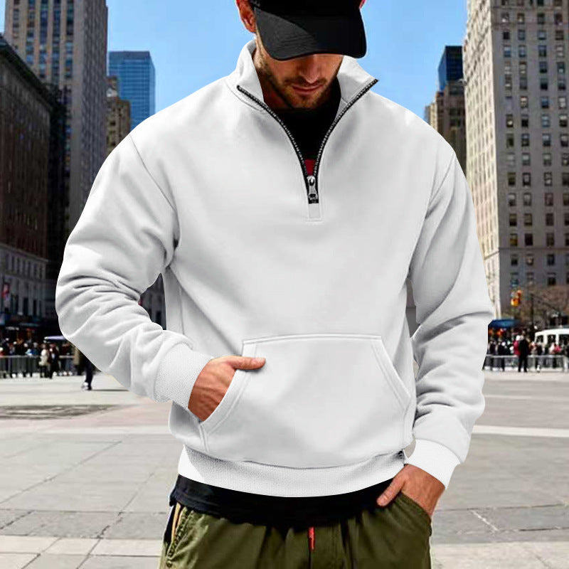 Herren Sweatshirt Halbzipper Grau Sportlich
