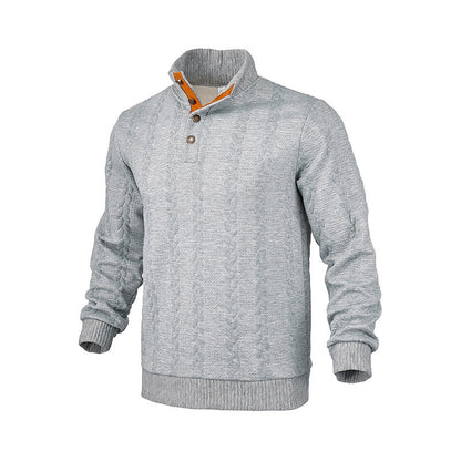 Herren Pullover Stehkragen Modern Kontrast Knöpfe