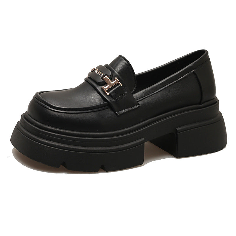 Damen Loafers Hochabsatz Glänzend Schuhe Modisch
