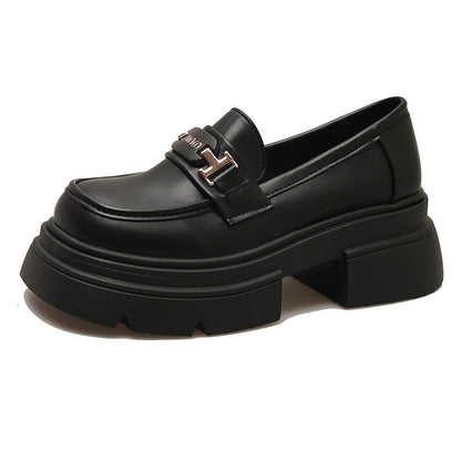 Damen Loafers Hochabsatz Glänzend Schuhe Modisch