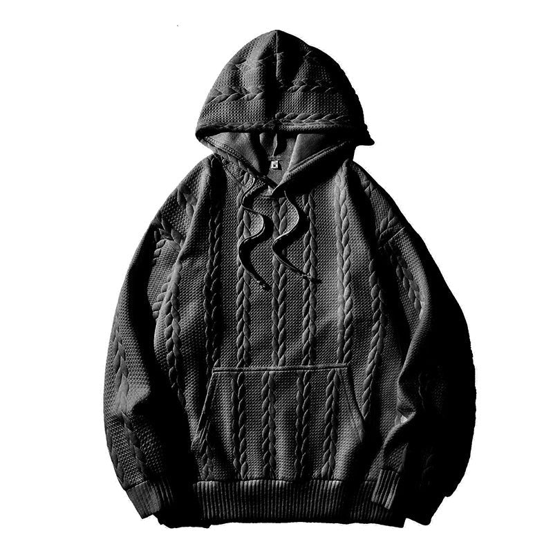 Herren Kapuzenpullover Struktur Muster Grau Modern
