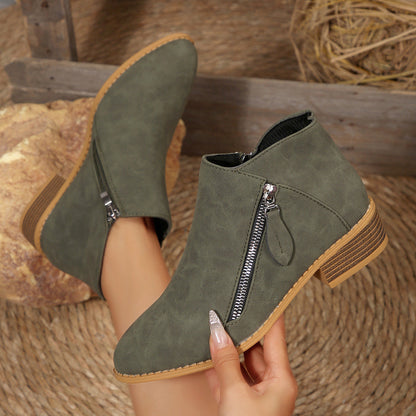 Damen Stiefeletten Bequem Blockabsatz Schwarz Modisch