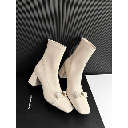 Damen Stiefeletten Elegante Schleife Blockabsatz