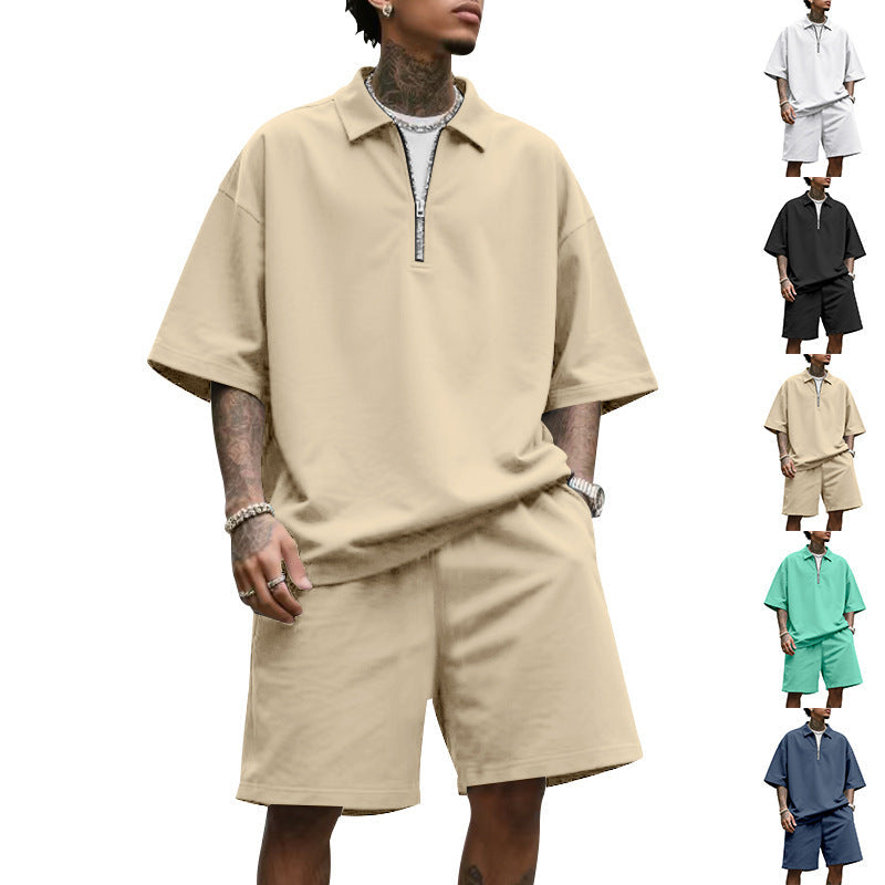 Herren Freizeit-Set mit Kurzarm und Reißverschluss Sportlich - BerlinGlamour