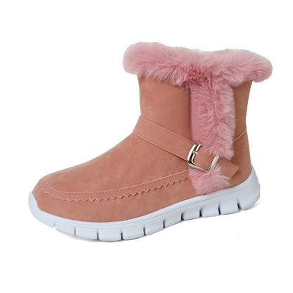 Damen Winterstiefel Kuschelig Kunstfell Riemen