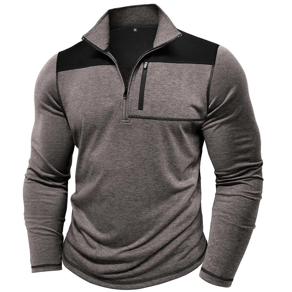 Herren Pullover Sportlich Half-Zip mit Brusttasche Modern