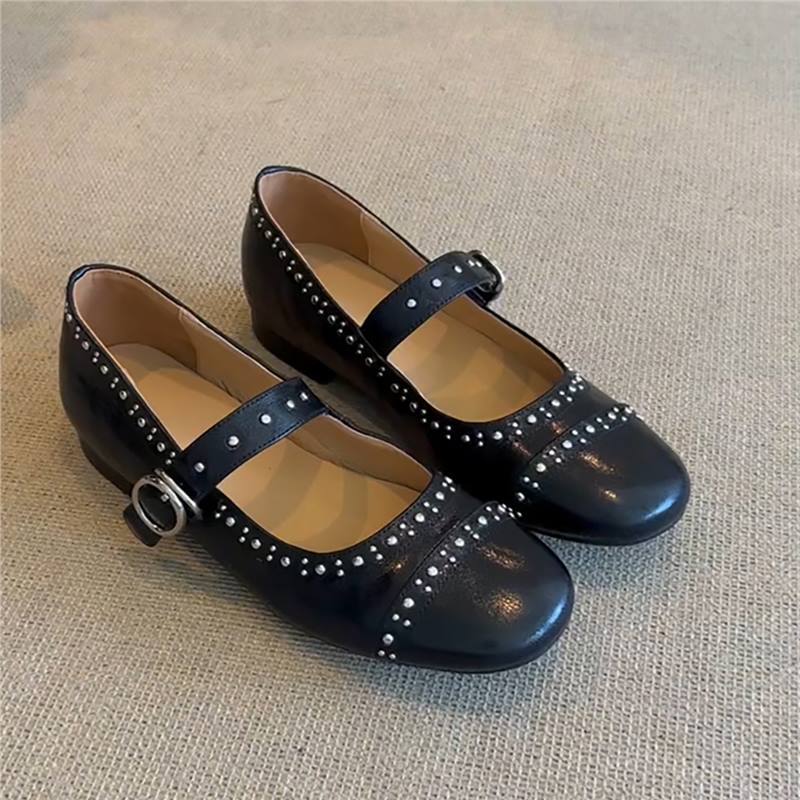 Damen Ballerinas Elegante Mary Jane Schuhe mit Nieten