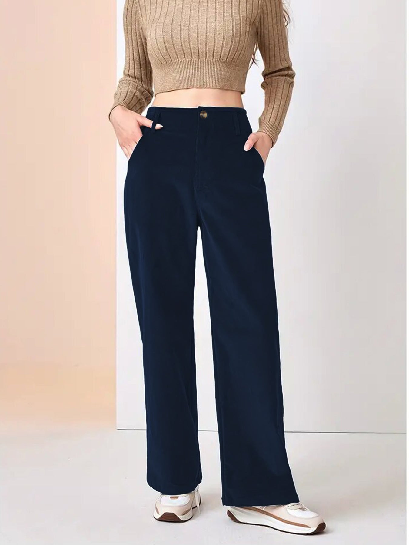 Weite Damen Stoffhose Elegant Mit Taschen Damenmode
