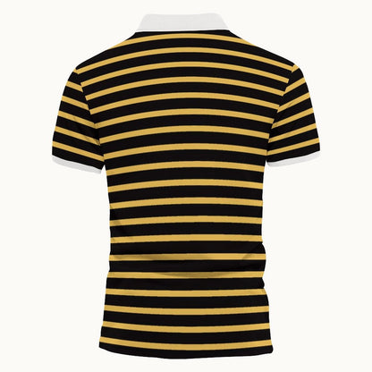 Herren Polo-Shirt Streifenmuster Marineblau Kontrastkragen
