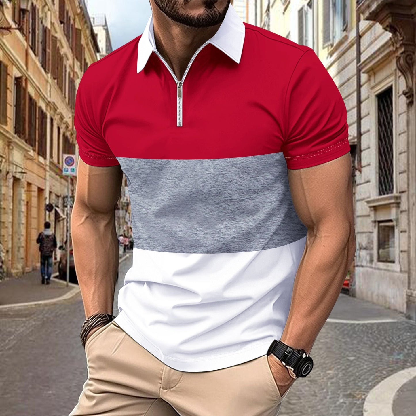 Herren Kurzarmshirt Farbblock Design Modern Berlin - BerlinGlamour