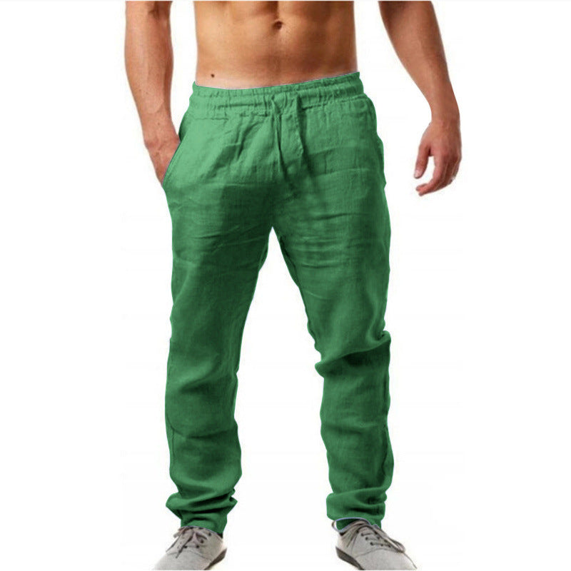 Herren Leinenhose Relaxed Fit Bequem mit Kordelzug