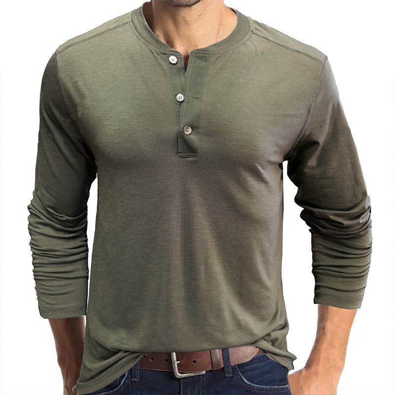Herren Henley-Shirt Langarm Knopfleiste Modern - BerlinGlamour