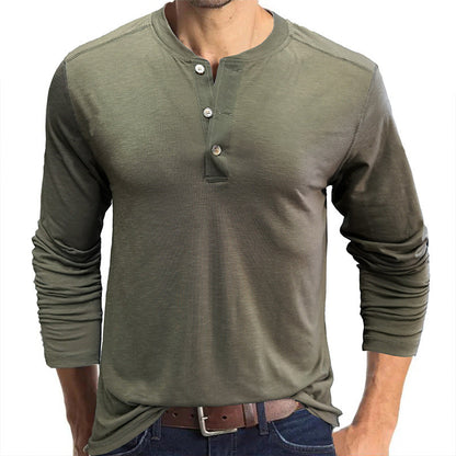 Herren Henley-Shirt Langarm Knopfleiste Modern - BerlinGlamour