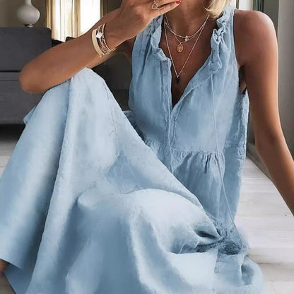 Frauen Maxikleid Romantisch Rüschen Lang