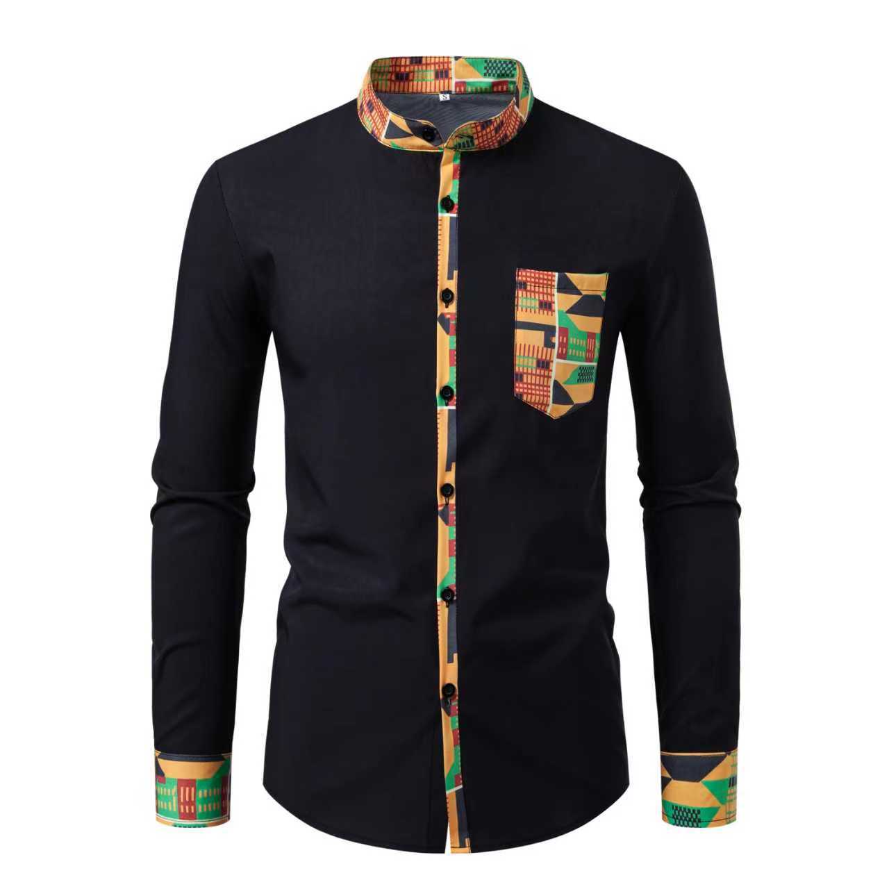Herren Langarmhemd Afrikamuster Modern Urban - BerlinGlamour