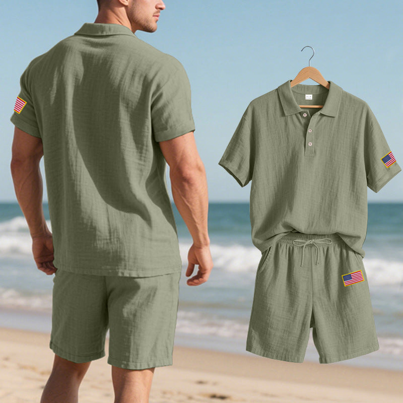 Herren Poloshirt mit Shorts Sommerlook Strandmode