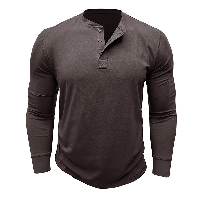 Herren Langarmshirt mit Knöpfen Baumwolle Modern