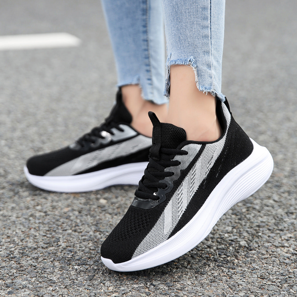 Damen Sneaker Sportlich Atmungsaktiv Freizeitschuhe