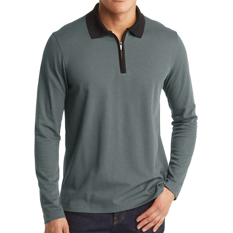 Herren Sportpolo Langarm Stehkragen Reißverschluss Funktionales Design