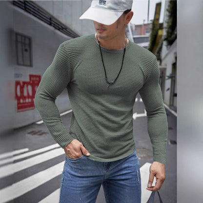 Herren Langarmshirt Modern Fit Struktur Oberfläche Trendy