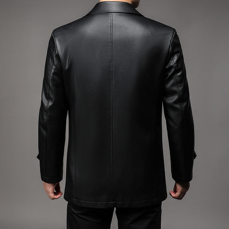 Herren Lederjacke Elegant Schnitt mit Taschen