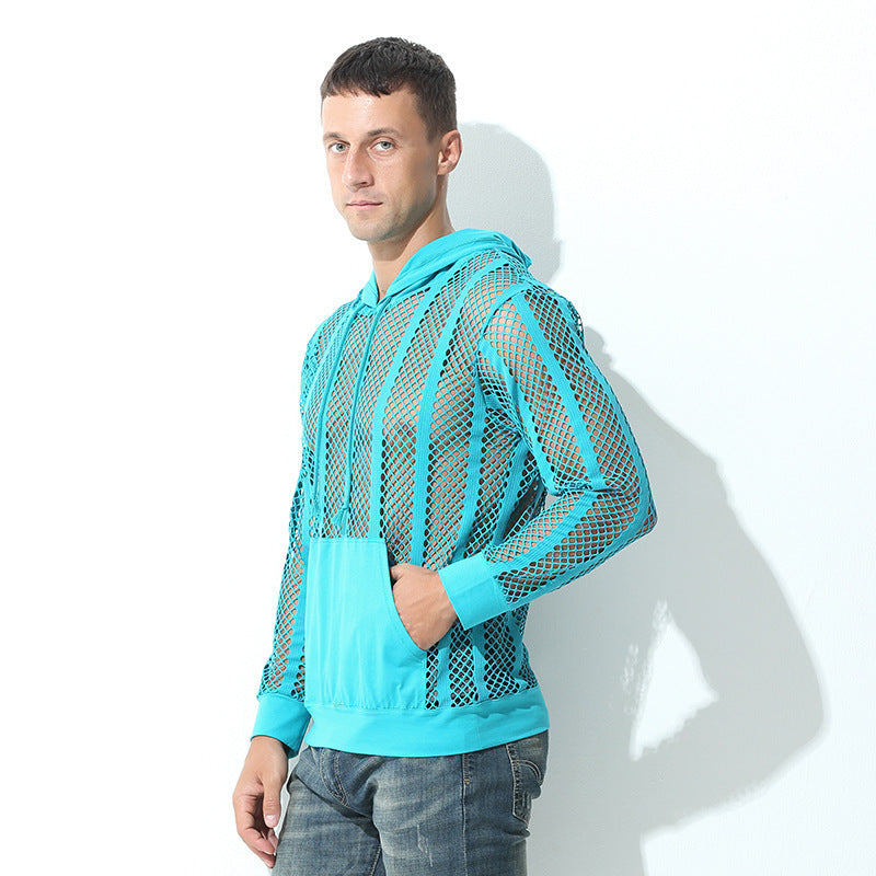 Herren Mesh-Hoodie Atmungsaktiv Kapuze Sportlich