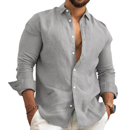 Herren Leinenhemd Lässig Sommerlich Elegant