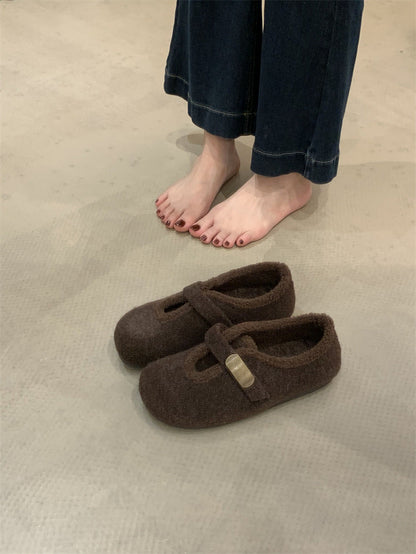 Damen Hausschuhe Weich Fleece Plüsch Warm Schnalle