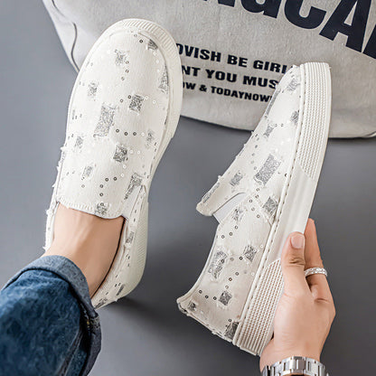 Damen Sneaker Glitzer Slip-On Schuhe Elegante Mode