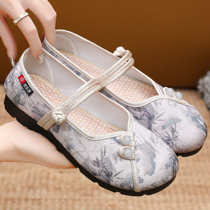 Damen Ballerinas Schuhe Blumenmuster Sommer