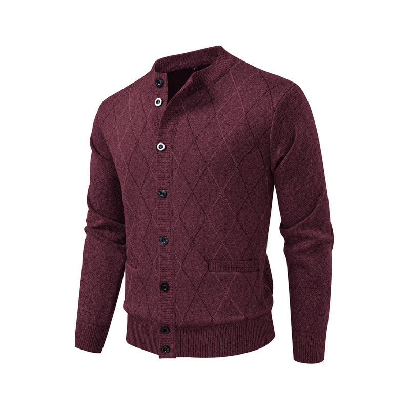 Herren Strickjacke Rautenmuster Modern Geschmeidig