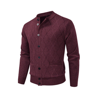 Herren Strickjacke Rautenmuster Modern Geschmeidig