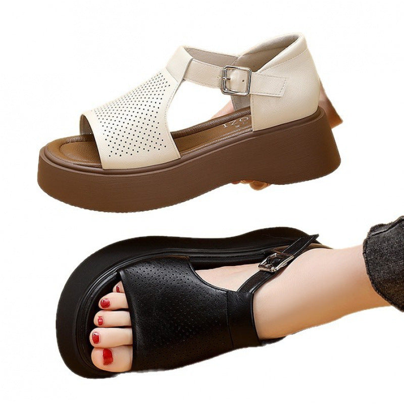 Damen Plateausandaletten bequem perforiert Sommermode