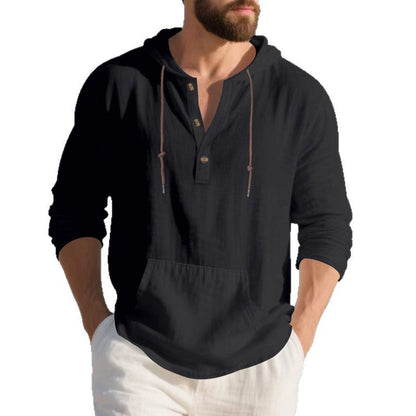 Herren Kapuzenshirt Lässig Mit Knopfleiste Trendy