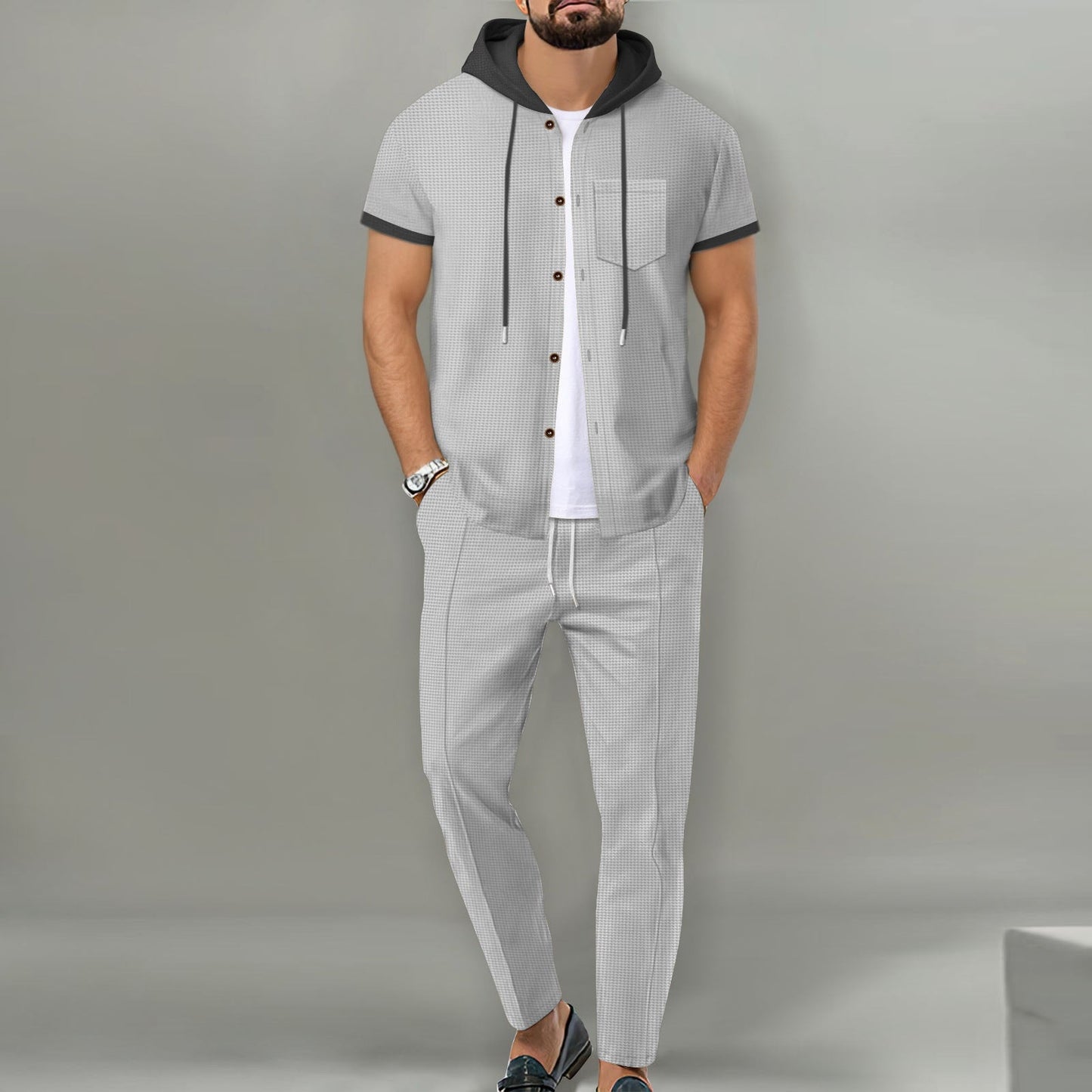 Herren Set Hemd Hose mit Kapuze Modern Berlin Style