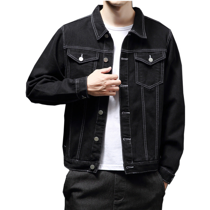 Herren Denimjacke Klassisch mit Kontrastnähten