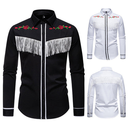 Herren Westernbluse Elegante Fransen Bestickung Cowboy Stil - BerlinGlamour