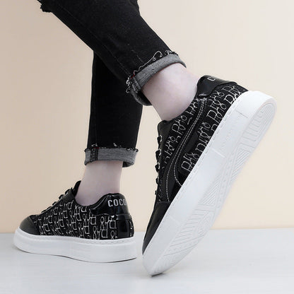 Damen Sneaker Glanz Optik Grafik Design Trendy
