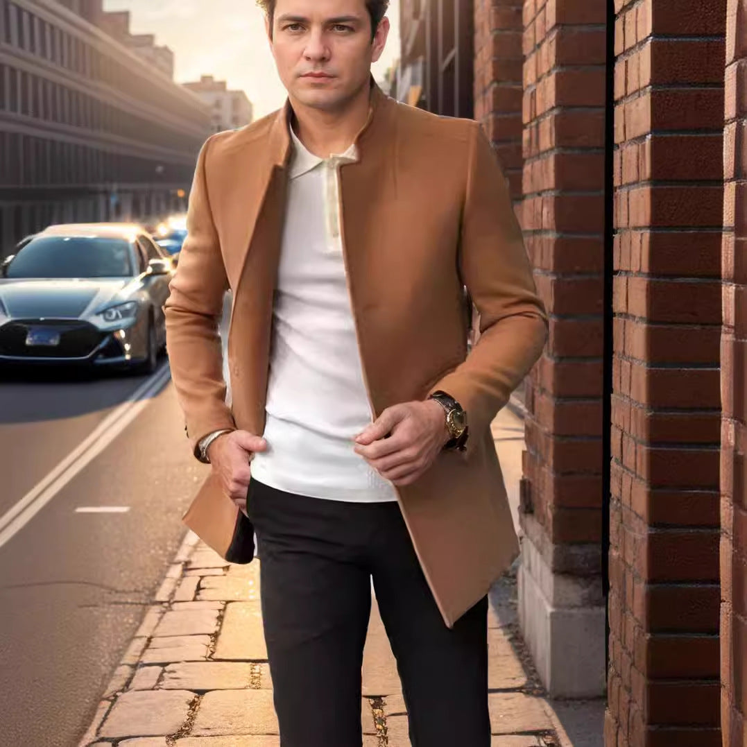 Herren Mantel Modern Tailliert mit Kragen