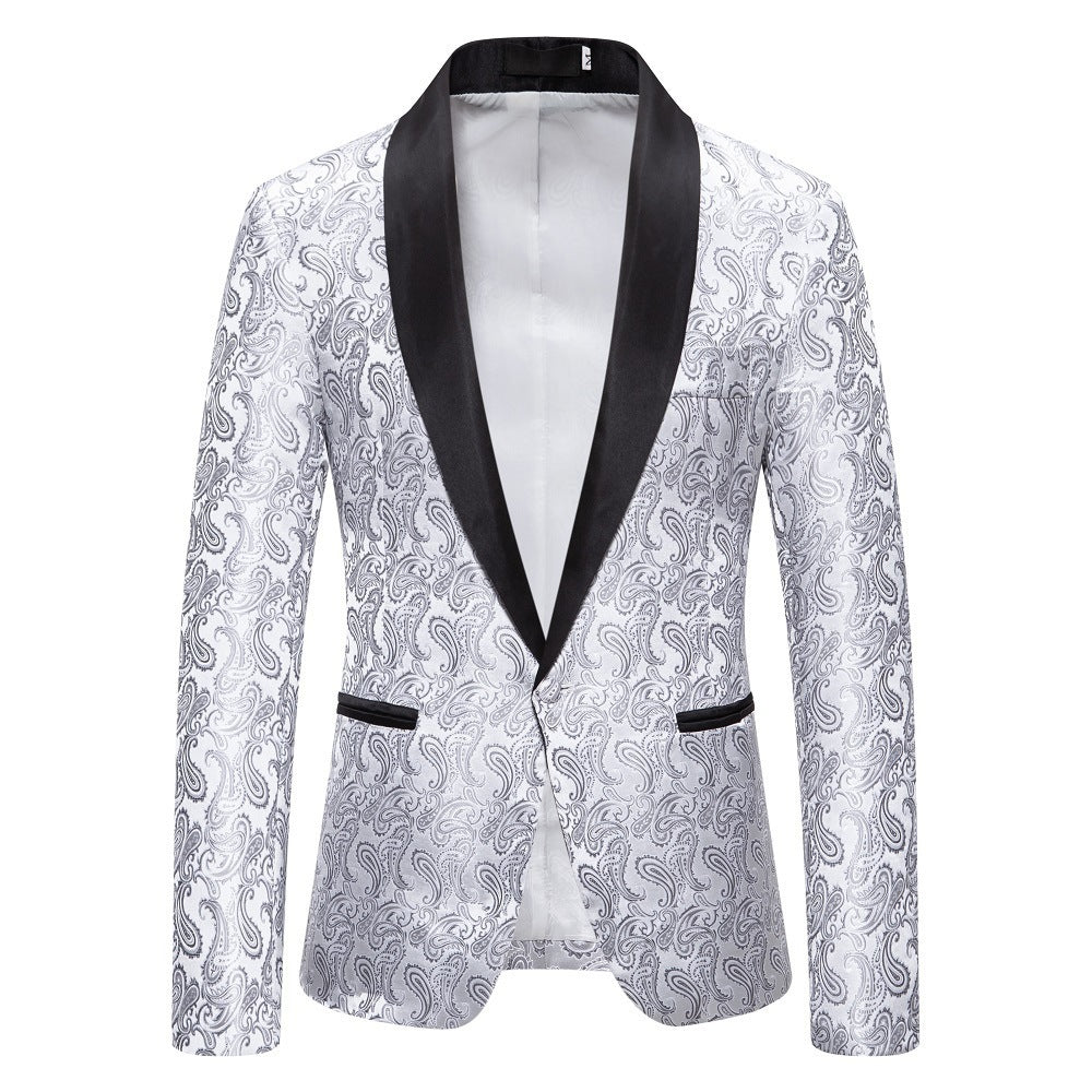 Herren Smokingjacke Paisley Muster Elegant Schwarz