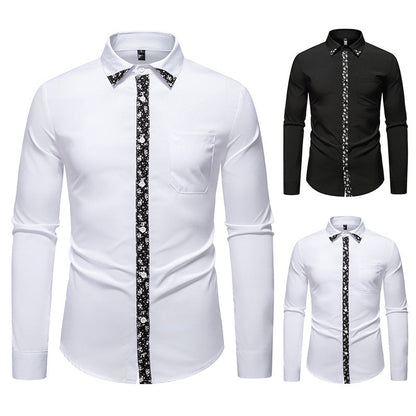 Herren Hemd Elegantes Blumenmuster Modern Knopfleiste