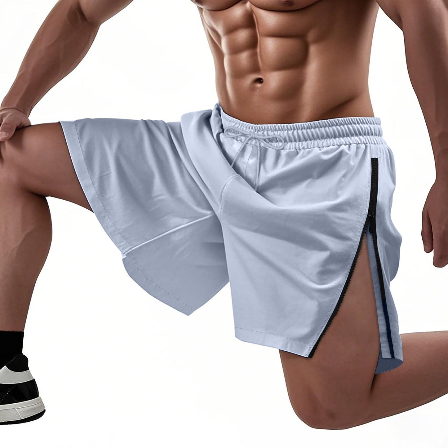 Herren Sportshorts Elastisch Mit Reißverschluss