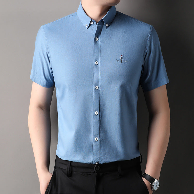 Herren Kurzarmhemd Modern Slim Fit mit Stickerei